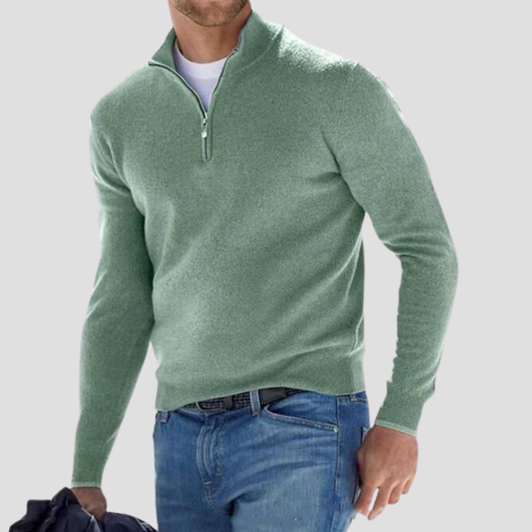 VogeLuxe | Men’s Classic Quarter-Zip Mock Neck Sweater 9
