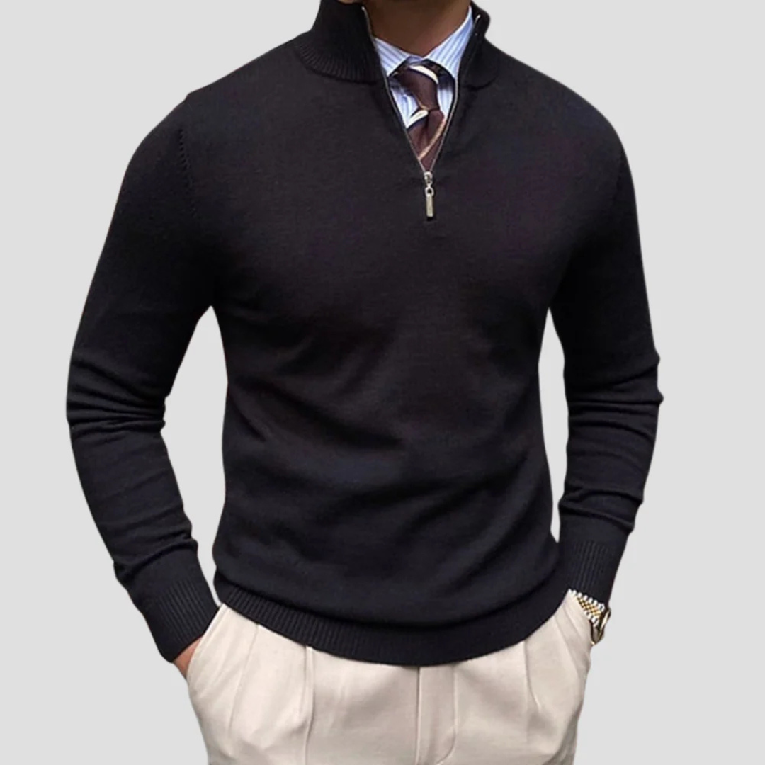 VogeLuxe | Men’s Classic Quarter-Zip Sweater with Mock Neck 0