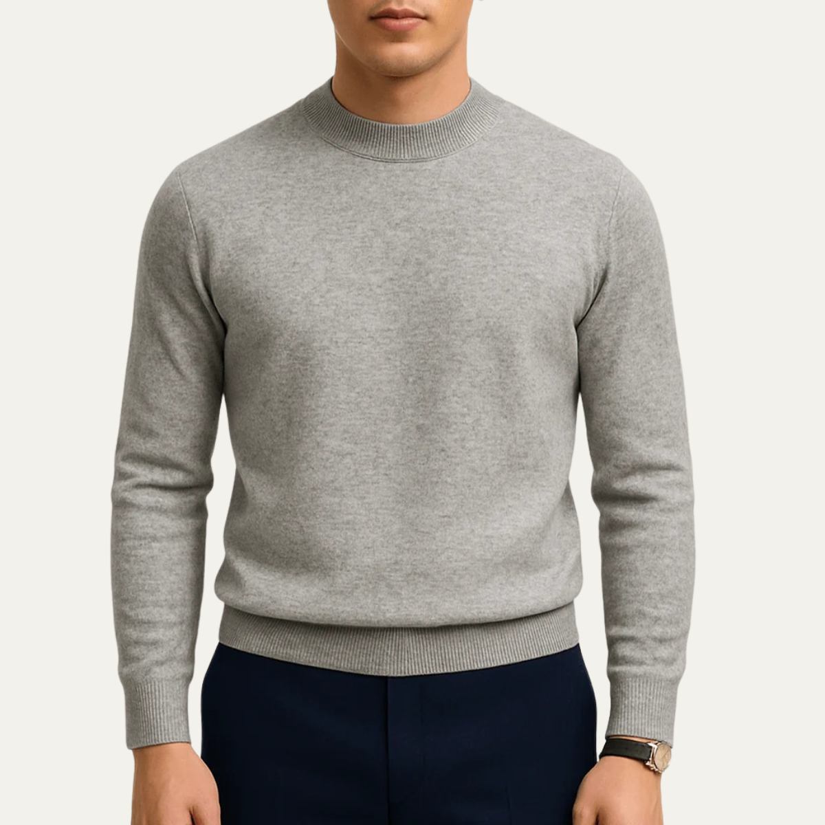 VogeLuxe | Men’s Classic Ribbed Mock-Neck Sweater 0