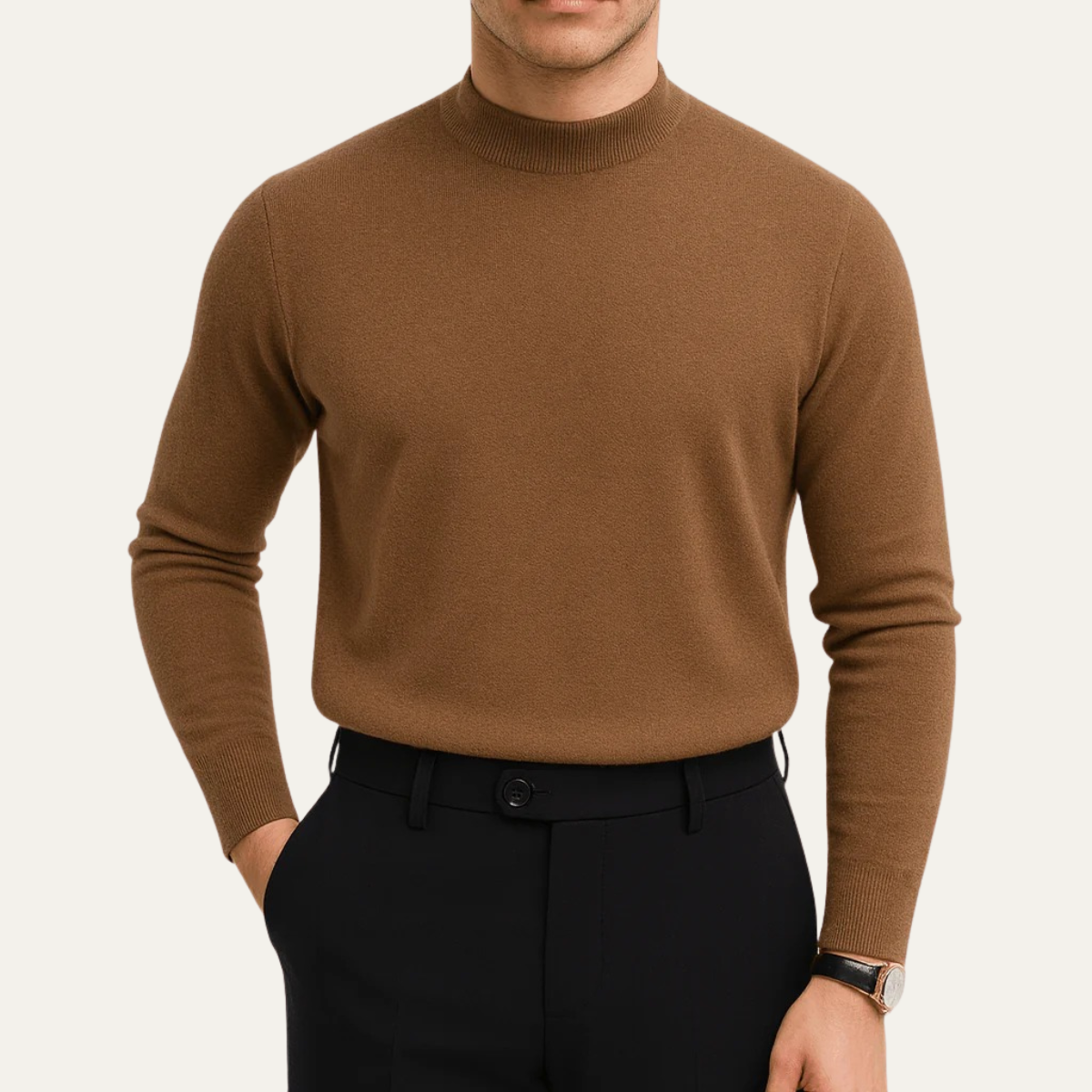 VogeLuxe | Men’s Classic Ribbed Mock-Neck Sweater 2