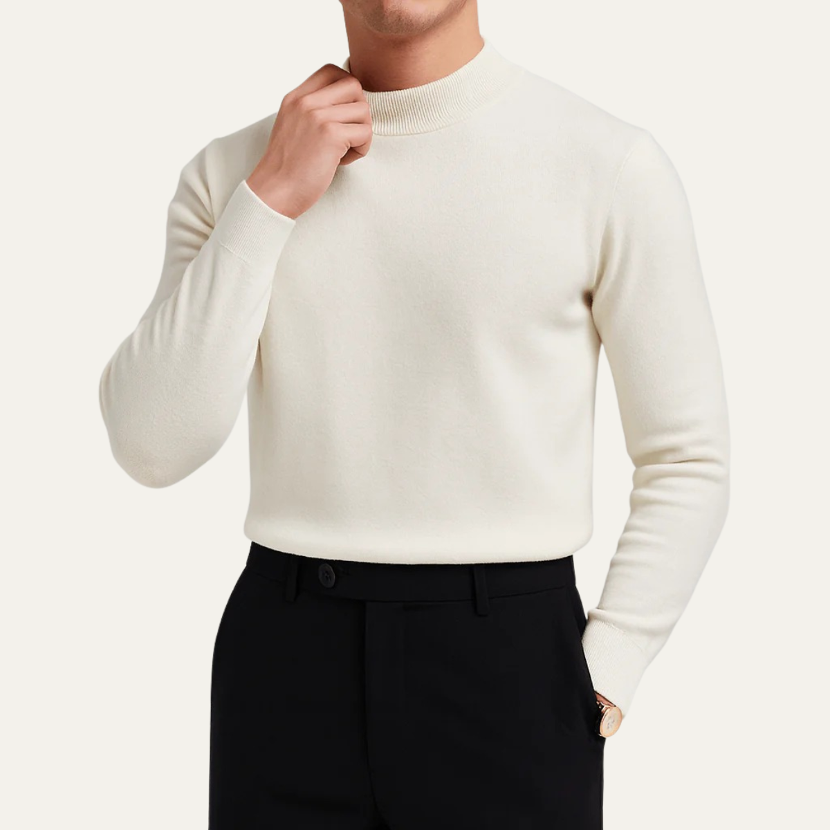 VogeLuxe | Men’s Classic Ribbed Mock-Neck Sweater 3
