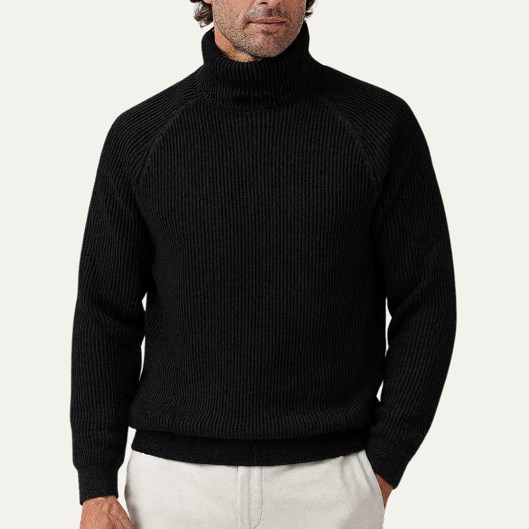 VogeLuxe | Men’s Classic Ribbed Turtleneck Sweater 3