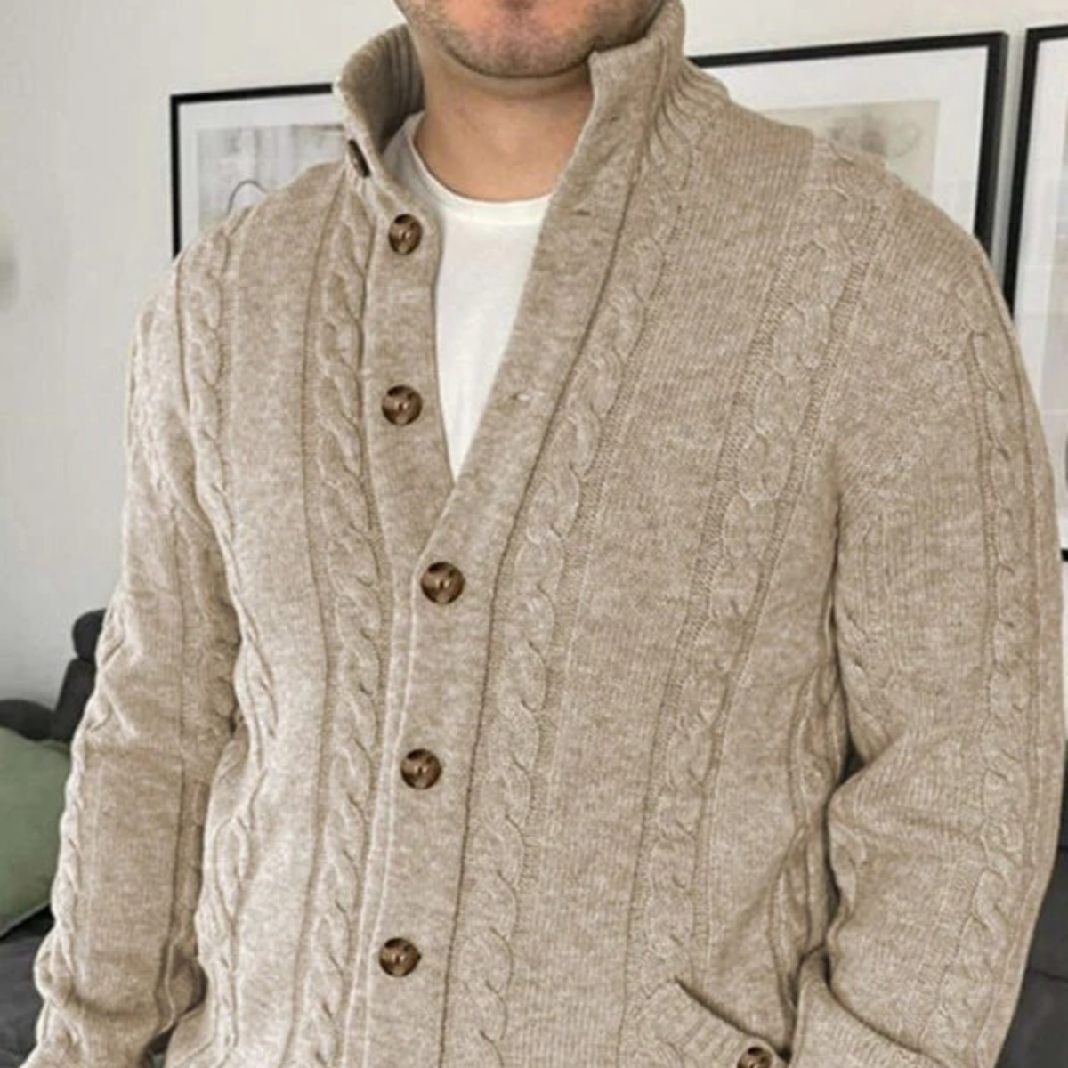 VogeLuxe | Men’s Classic Shawl-Collar Cardigan 1