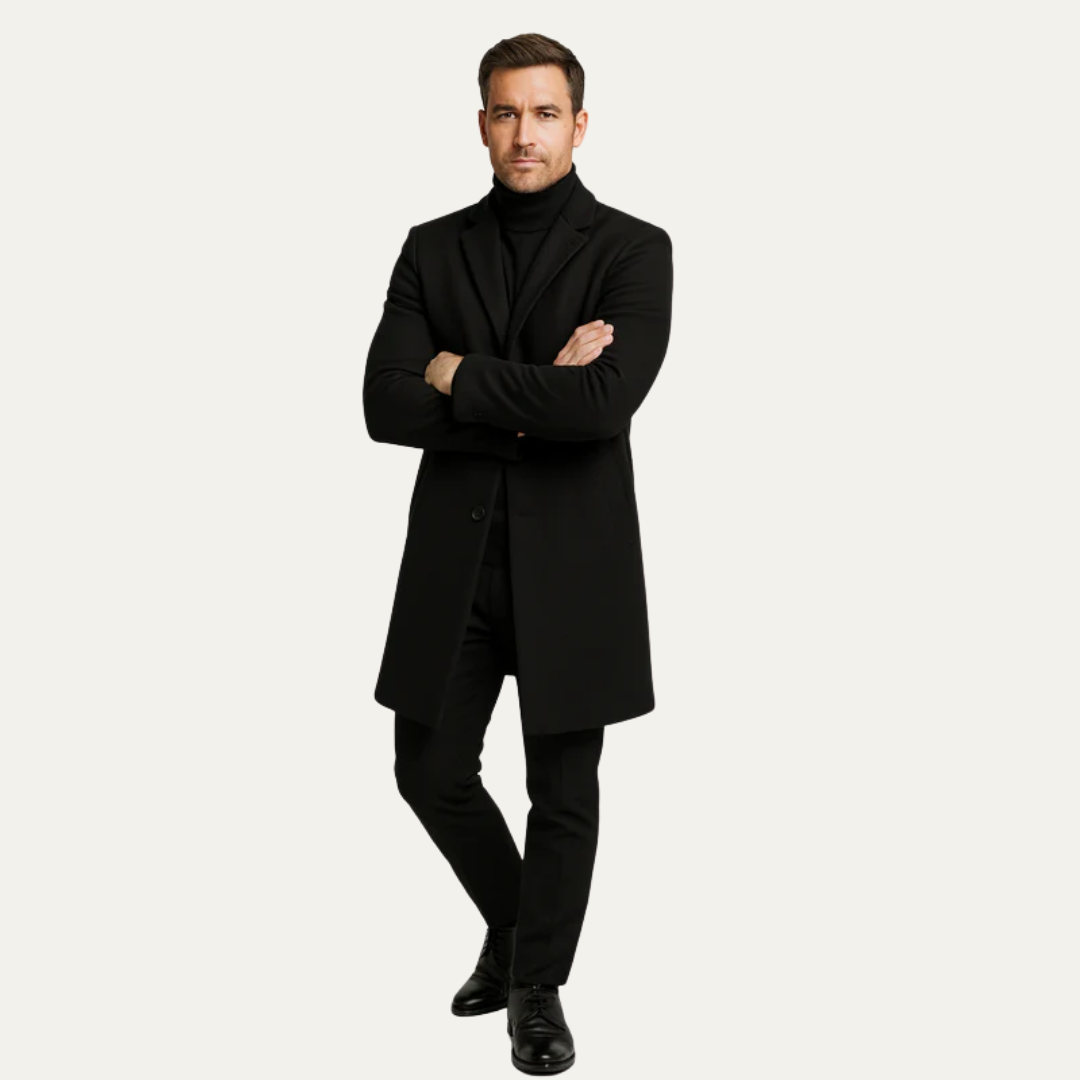 VogeLuxe | Men’s Classic Single-Breasted Long Overcoat 1