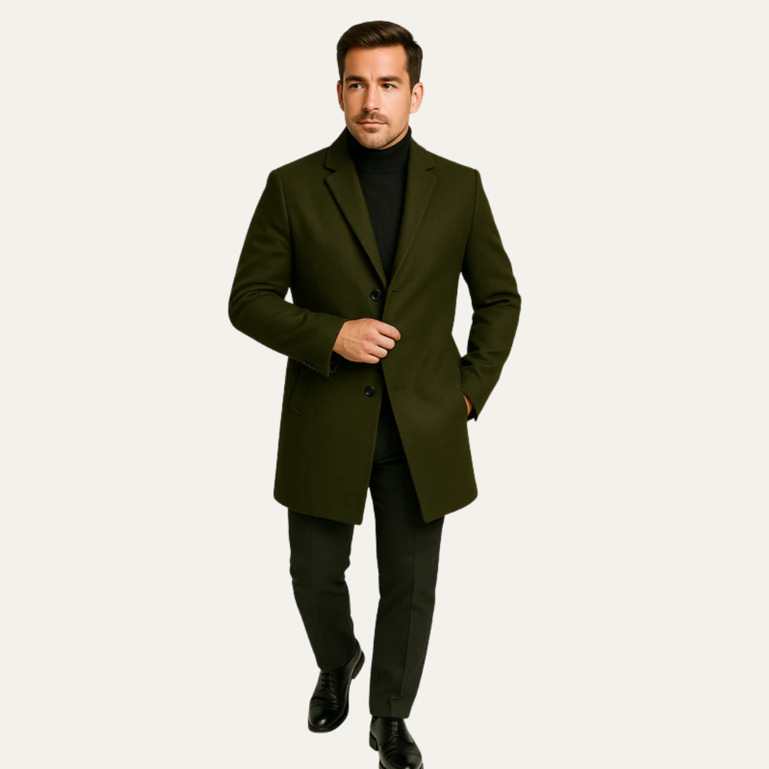 VogeLuxe | Men’s Classic Single-Breasted Long Overcoat 2