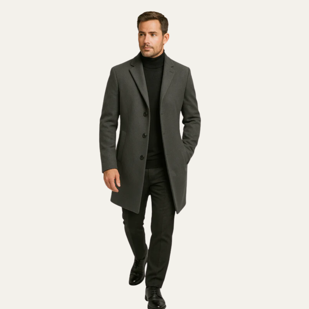 VogeLuxe | Men’s Classic Single-Breasted Long Overcoat 3