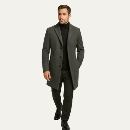 VogeLuxe | Men’s Classic Single-Breasted Long Overcoat 3