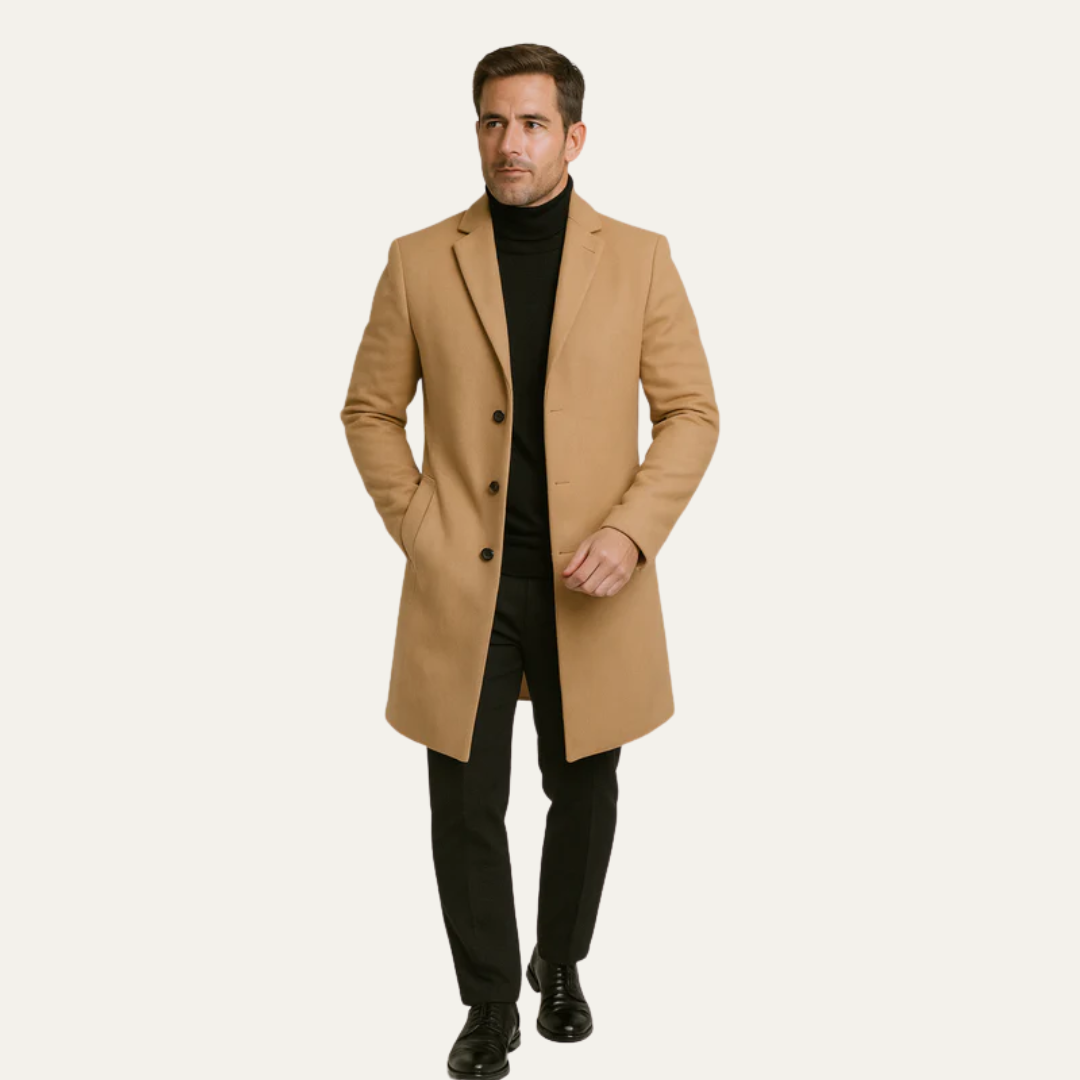 VogeLuxe | Men’s Classic Single-Breasted Long Overcoat 4
