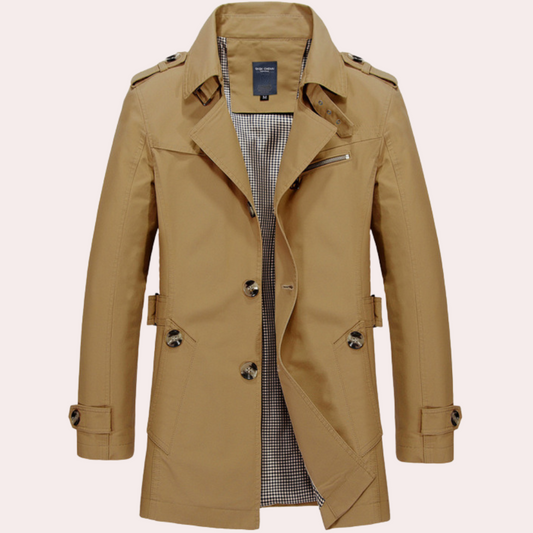 VogeLuxe | Men’s Classic Single-Breasted Trench Coat 0
