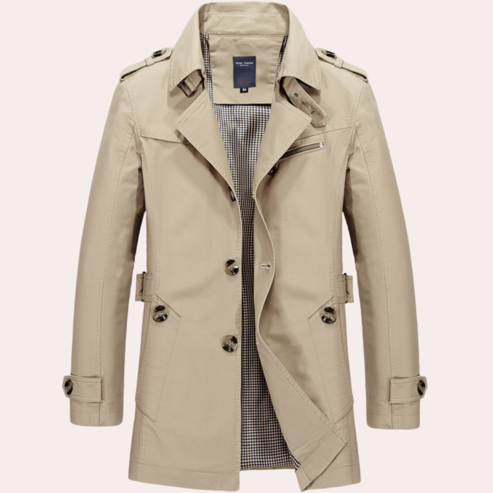 VogeLuxe | Men’s Classic Single-Breasted Trench Coat 3
