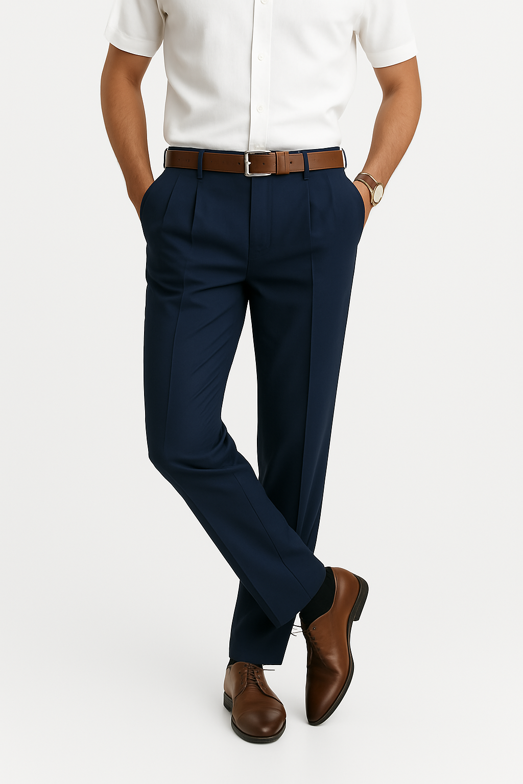VogeLuxe | Men’s Classic Single-Pleat Tailored Trousers 0