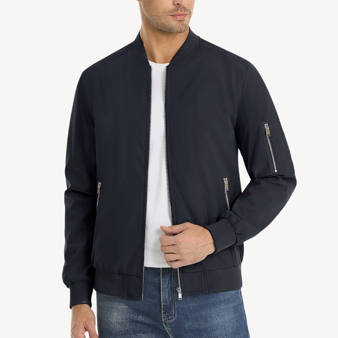 VogeLuxe | Men’s Classic Stand Collar Bomber Jacket 1