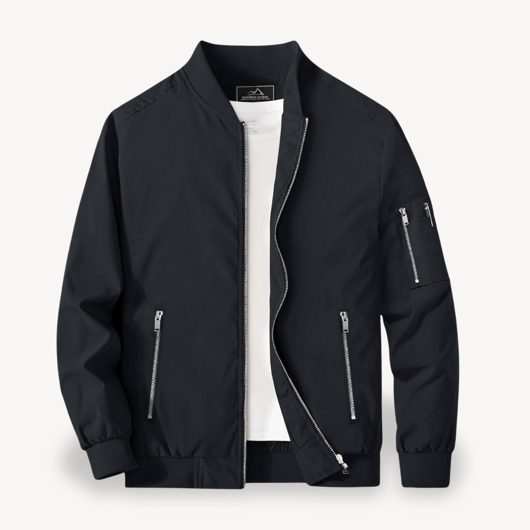 VogeLuxe | Men’s Classic Stand Collar Bomber Jacket 3