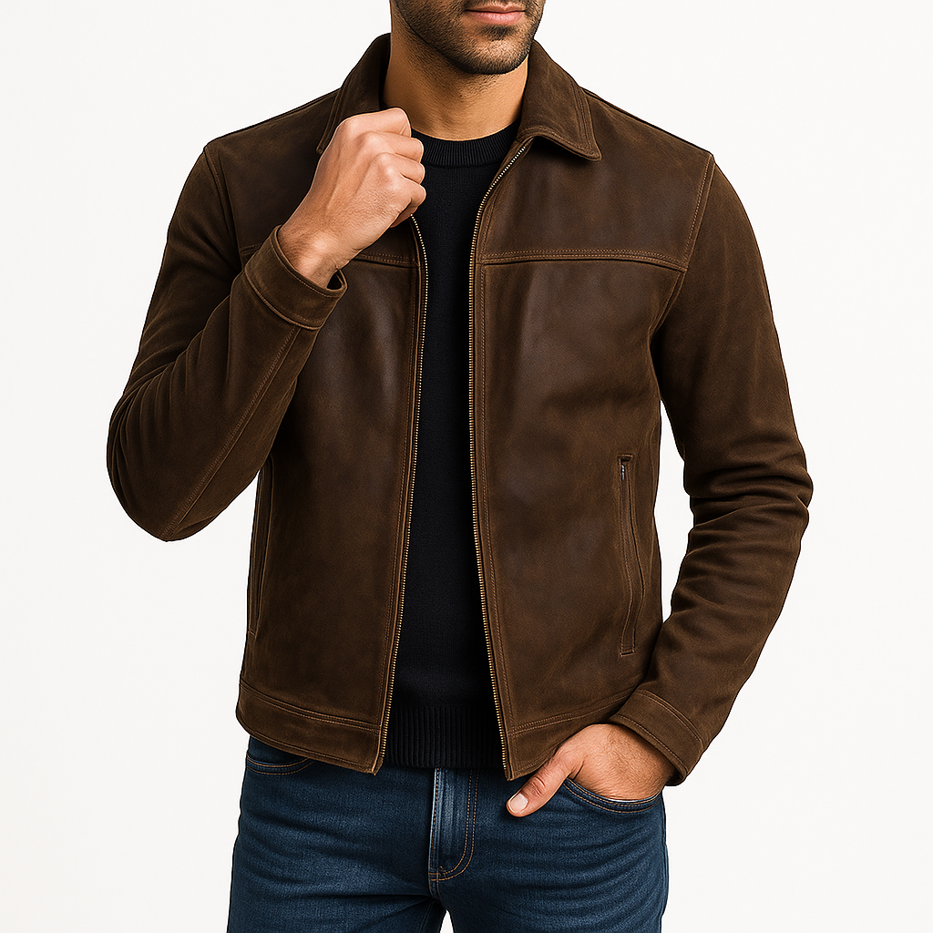 VogeLuxe | Men’s Classic Suede Zip Jacket 0