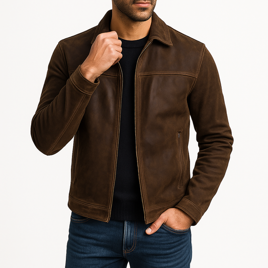 VogeLuxe | Men’s Classic Suede Zip Jacket 0