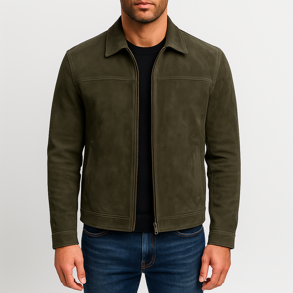 VogeLuxe | Men’s Classic Suede Zip Jacket 1