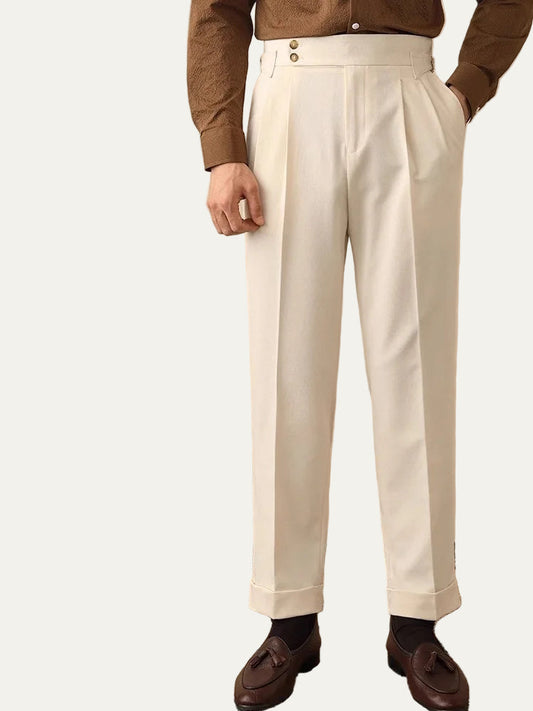 VogeLuxe | Men’s Classic Tailored Trousers with Side Buckle 0