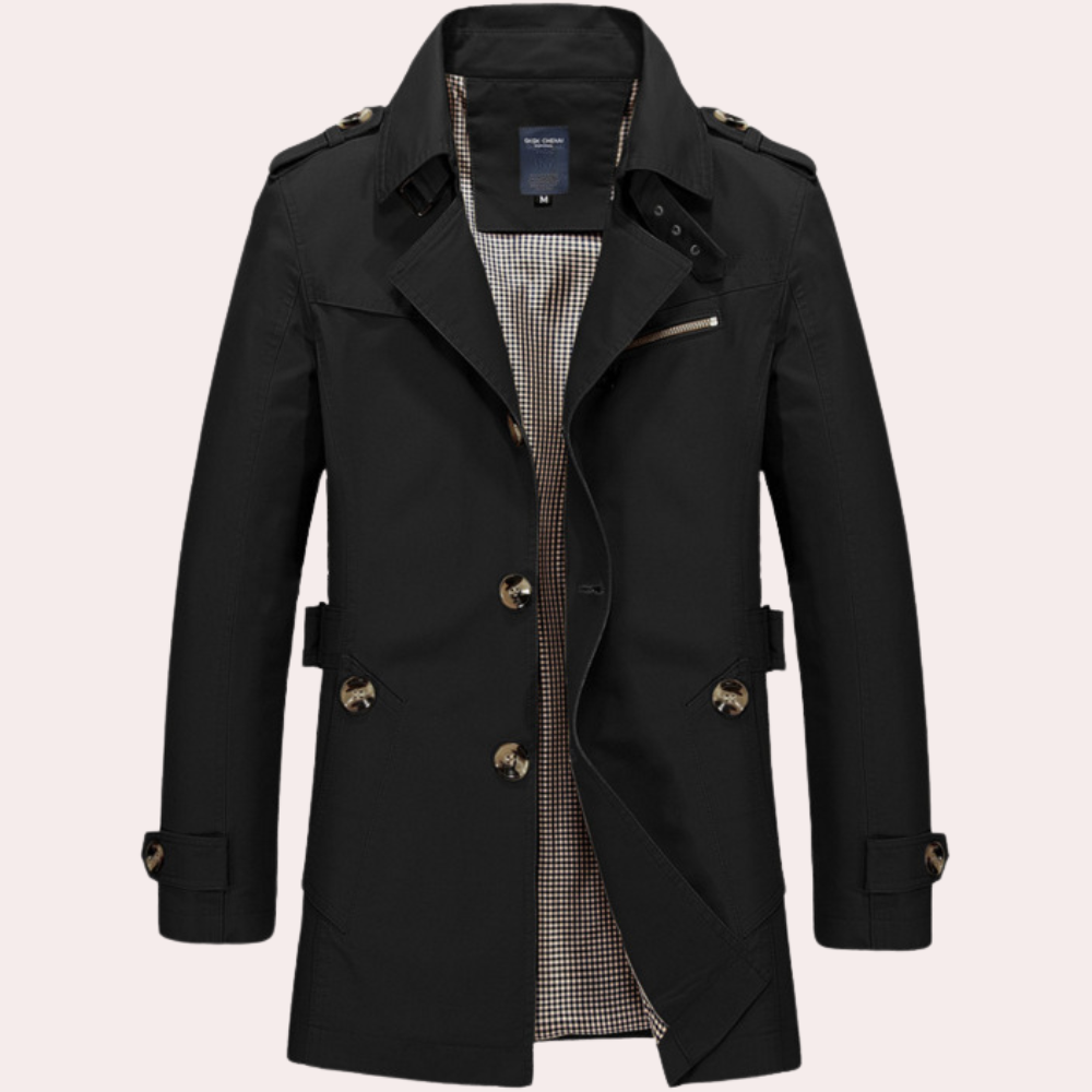 VogeLuxe | Men’s Classic Trench Coat with Patterned Lining 4