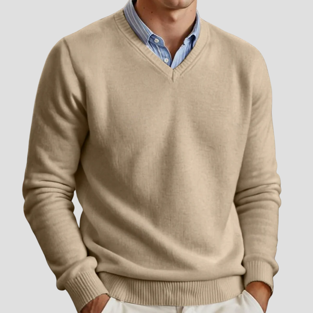 VogeLuxe | Men’s Classic V-Neck Fine Knit Sweater 0