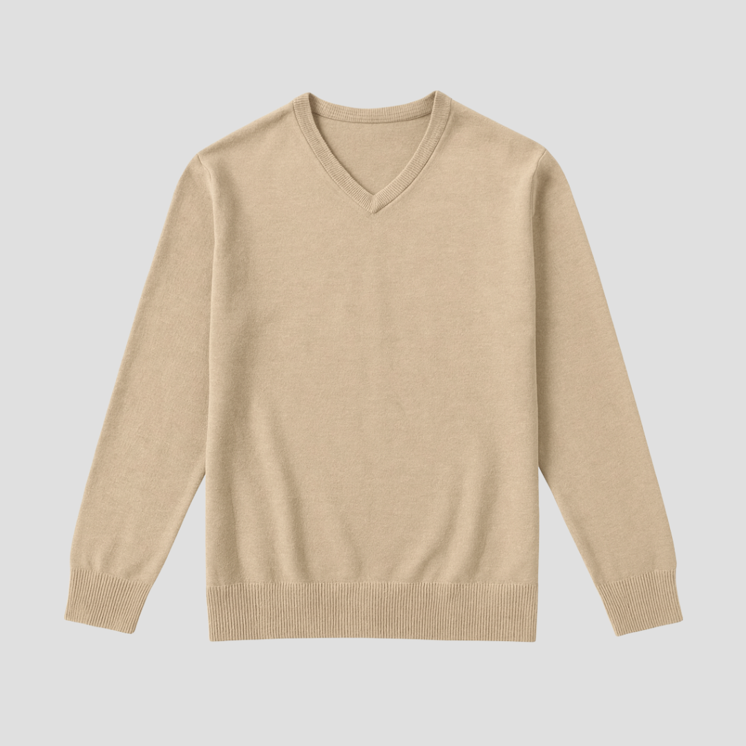 VogeLuxe | Men’s Classic V-Neck Fine Knit Sweater 1