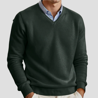 VogeLuxe | Men’s Classic V-Neck Fine Knit Sweater 2
