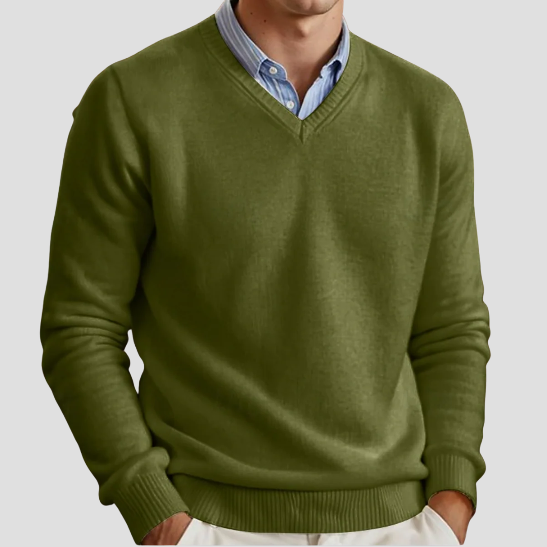 VogeLuxe | Men’s Classic V-Neck Fine Knit Sweater 3