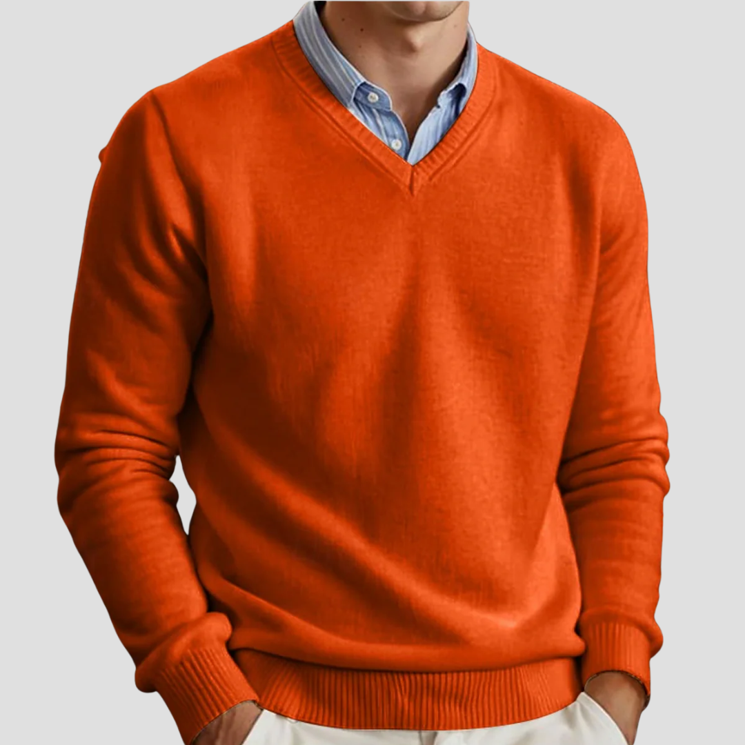 VogeLuxe | Men’s Classic V-Neck Fine Knit Sweater 4