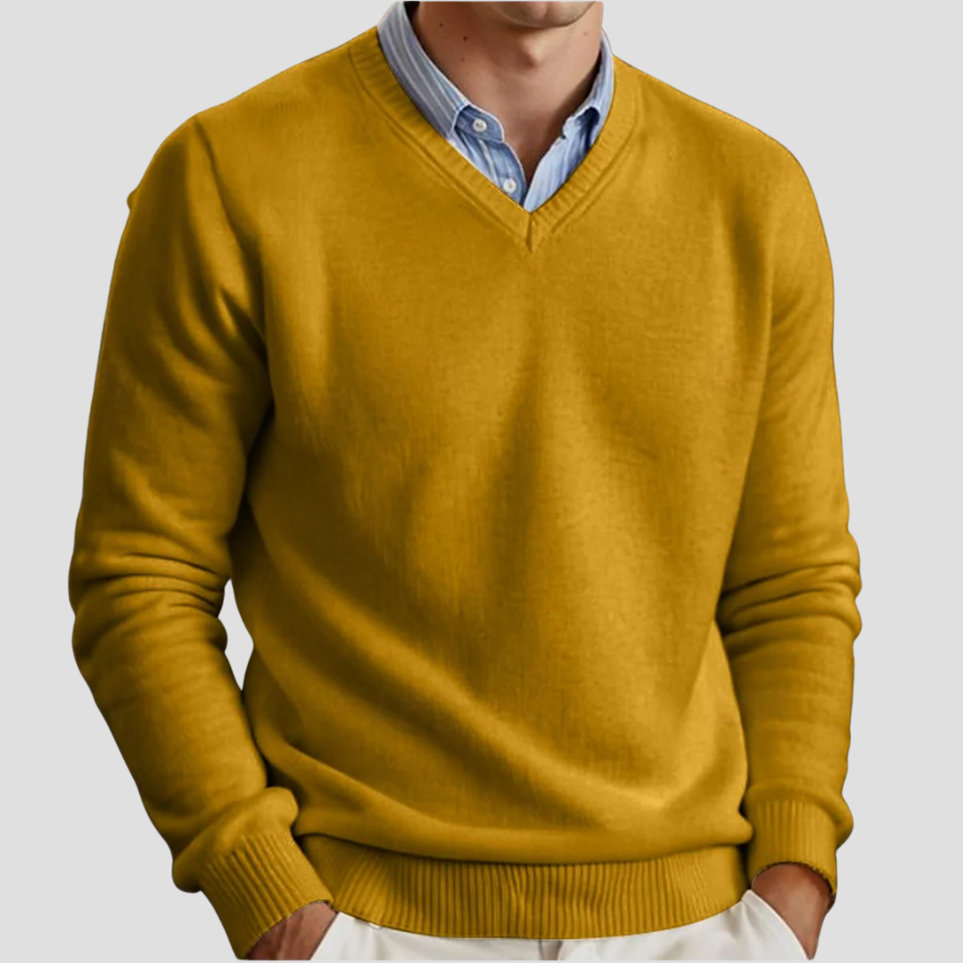 VogeLuxe | Men’s Classic V-Neck Fine Knit Sweater 5