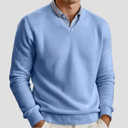VogeLuxe | Men’s Classic V-Neck Fine Knit Sweater 6