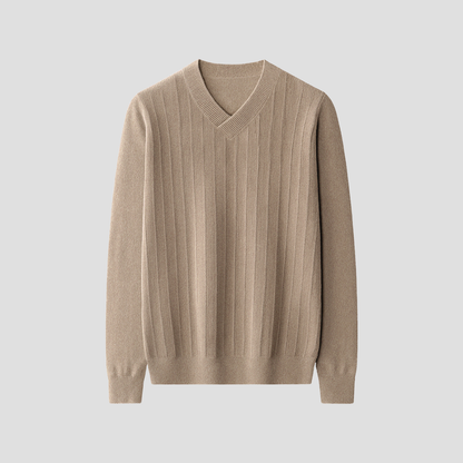 VogeLuxe | Men’s Classic V-Neck Ribbed Sweater 1