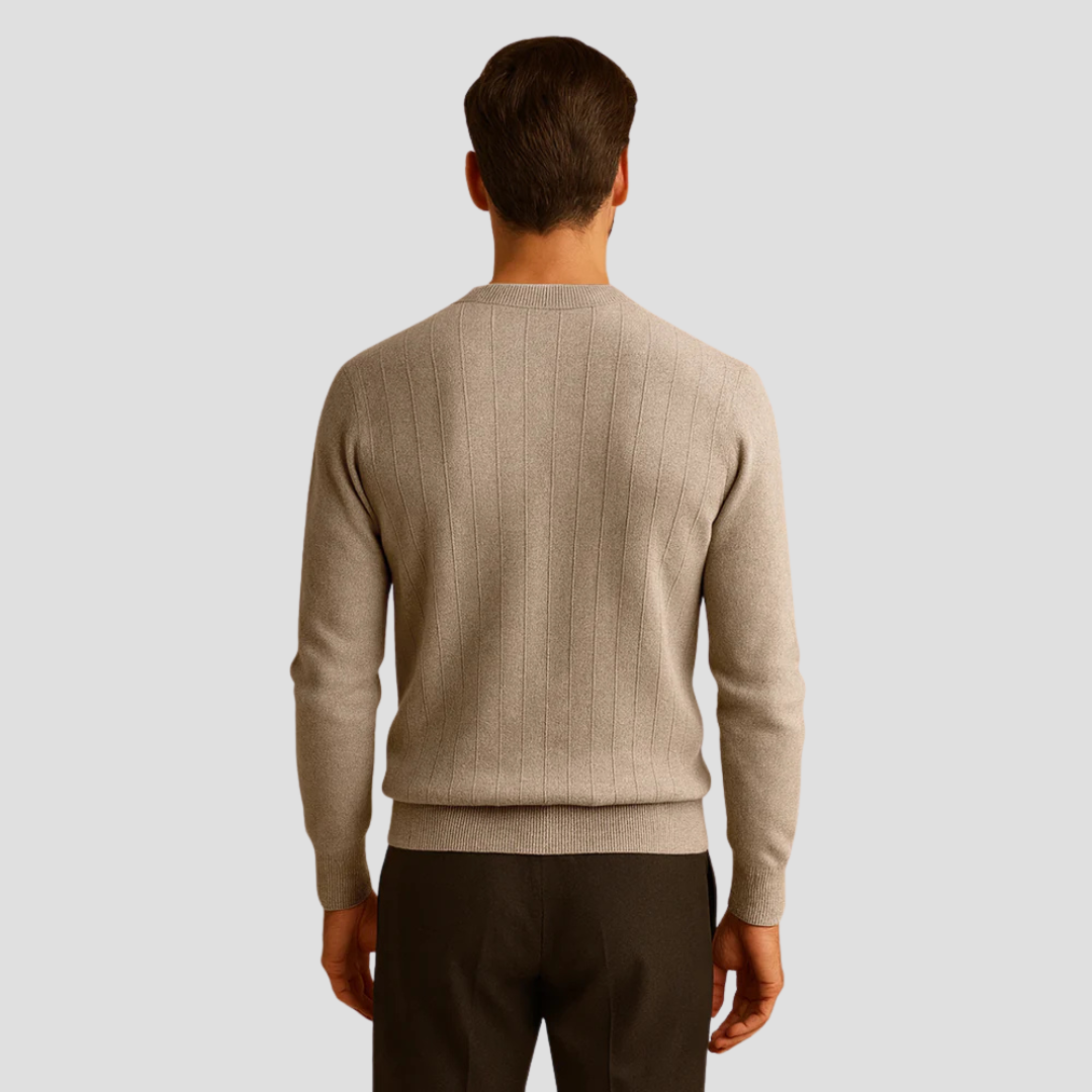 VogeLuxe | Men’s Classic V-Neck Ribbed Sweater 3
