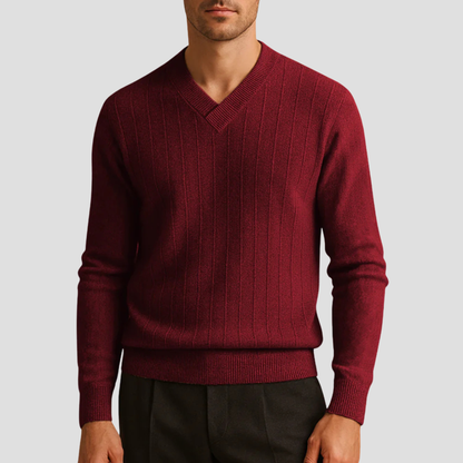 VogeLuxe | Men’s Classic V-Neck Ribbed Sweater 6