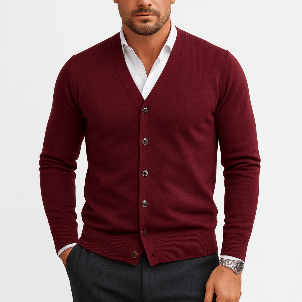 VogeLuxe | Men’s Classic V Neck Knit Cardigan 2