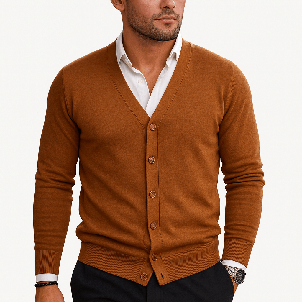 VogeLuxe | Men’s Classic V Neck Knit Cardigan 3