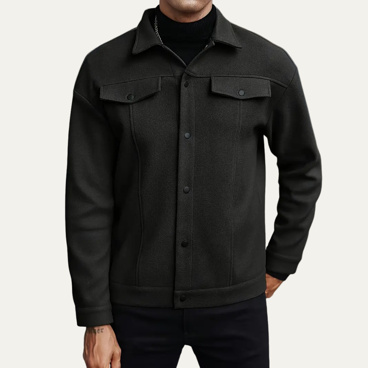 VogeLuxe | Men’s Classic Wool-Blend Shirt Jacket 4