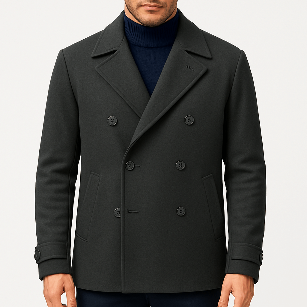 VogeLuxe | Men’s Classic Wool Peacoat 1