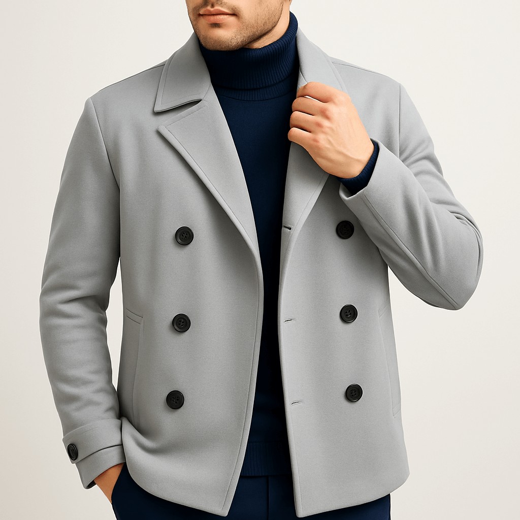 VogeLuxe | Men’s Classic Wool Peacoat 3