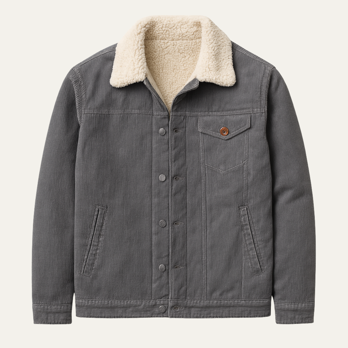 VogeLuxe | Men’s Collar Corduroy Sherpa Trucker Jacket 1