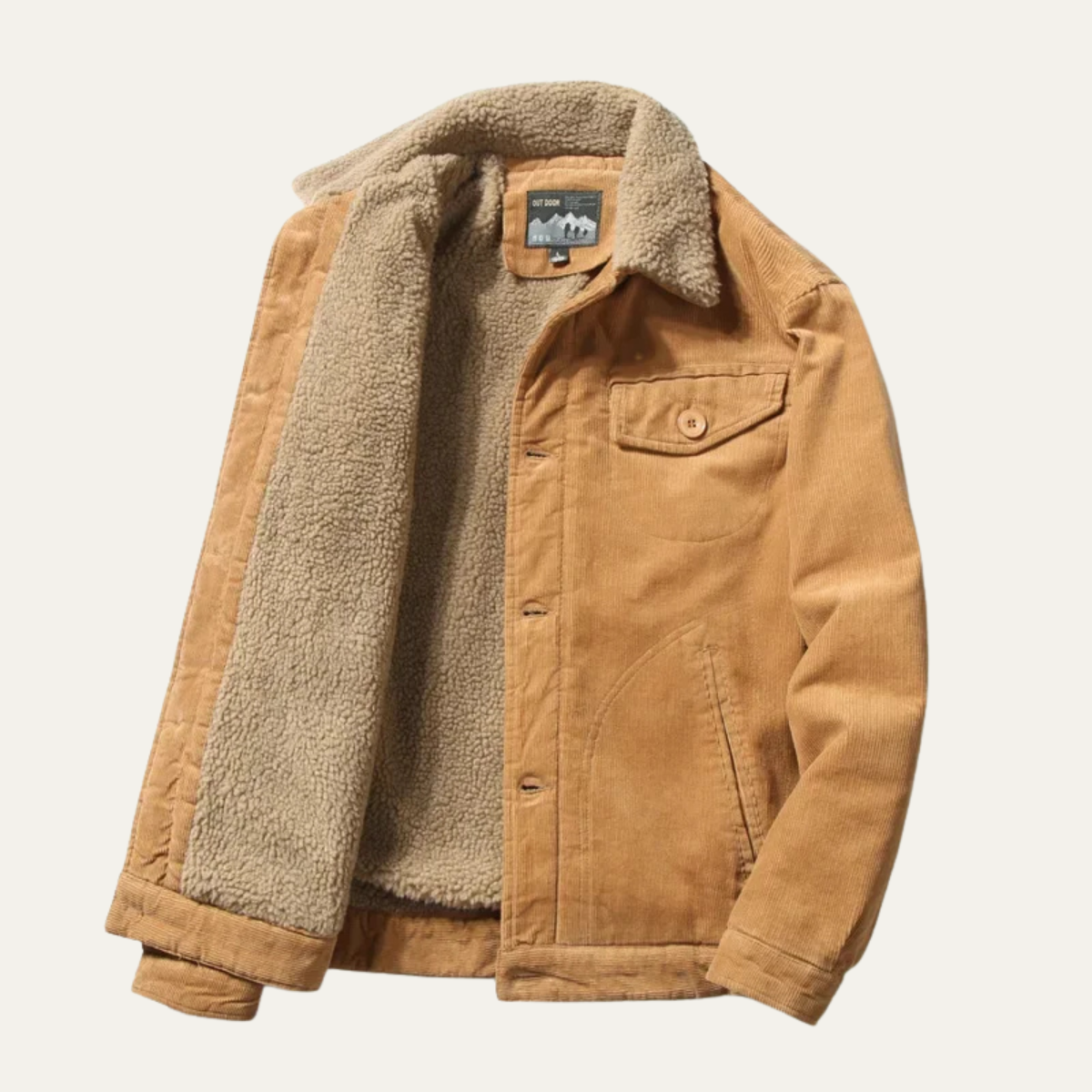 VogeLuxe | Men’s Collar Corduroy Sherpa Trucker Jacket 6