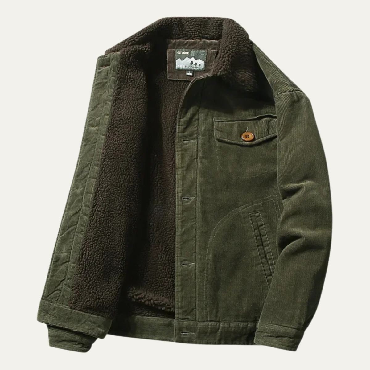 VogeLuxe | Men’s Collar Corduroy Sherpa Trucker Jacket 7