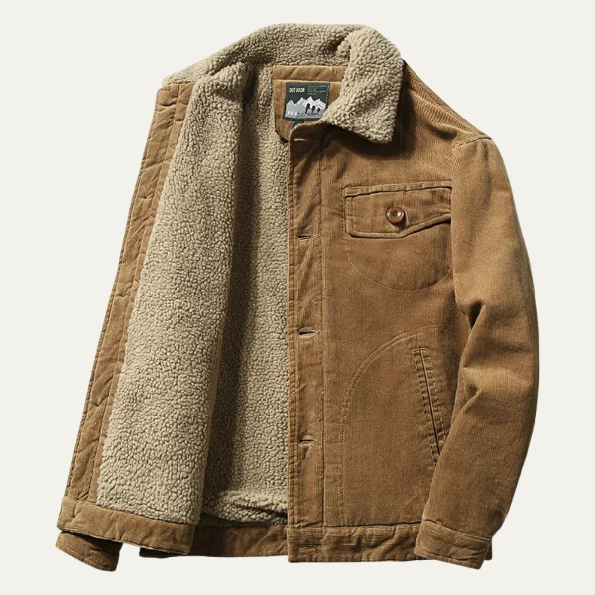 VogeLuxe | Men’s Collar Corduroy Sherpa Trucker Jacket 8