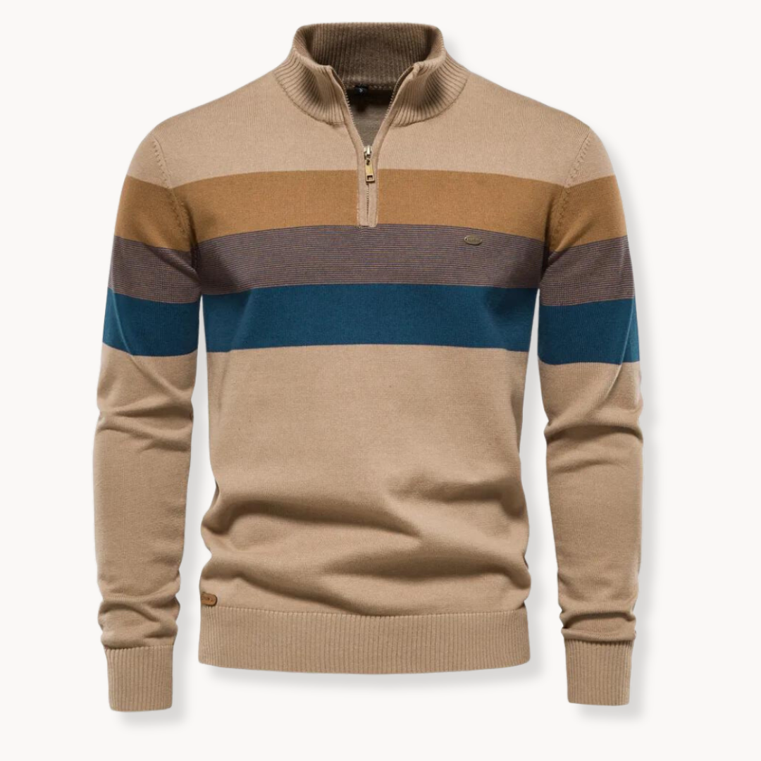 VogeLuxe | Men’s Color-Block Half-Zip Sweater 4