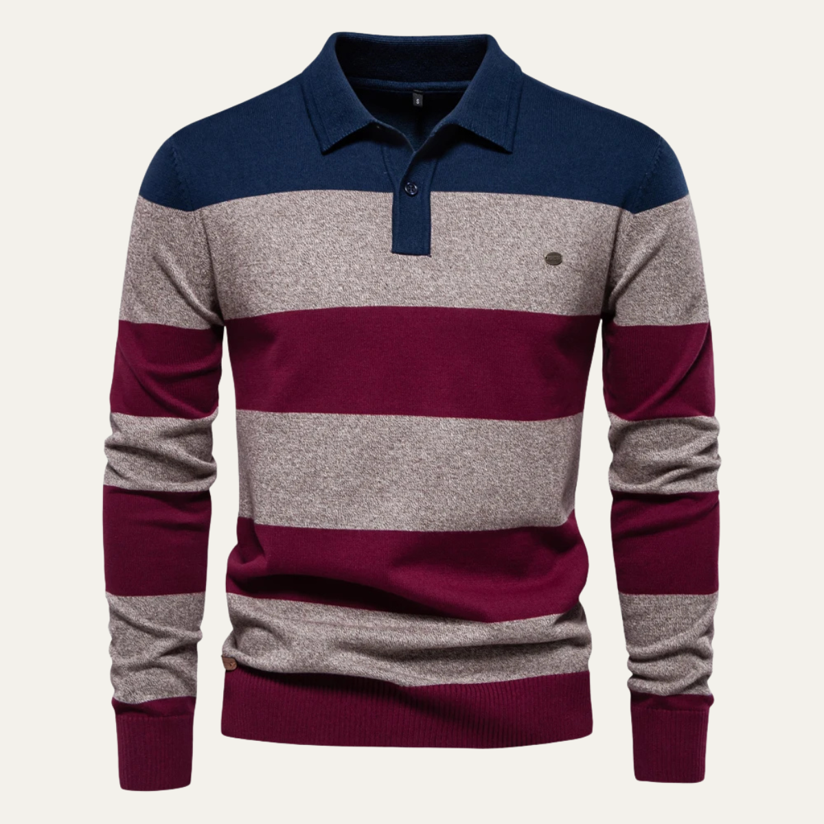 VogeLuxe | Men’s Color-Block Knit Polo Sweater 0