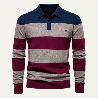 VogeLuxe | Men’s Color-Block Knit Polo Sweater 0