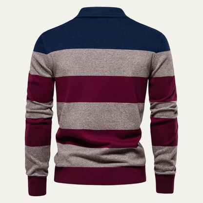VogeLuxe | Men’s Color-Block Knit Polo Sweater 2