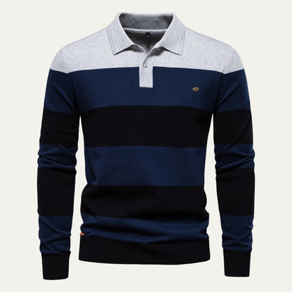 VogeLuxe | Men’s Color-Block Knit Polo Sweater 5