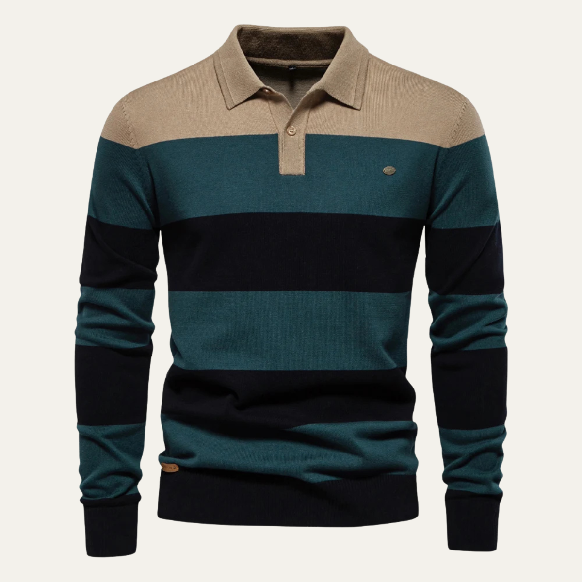 VogeLuxe | Men’s Color-Block Knit Polo Sweater 6