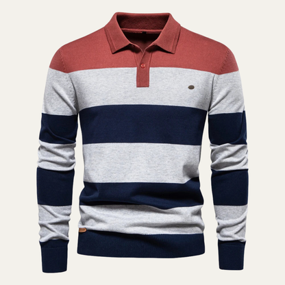 VogeLuxe | Men’s Color-Block Knit Polo Sweater 7