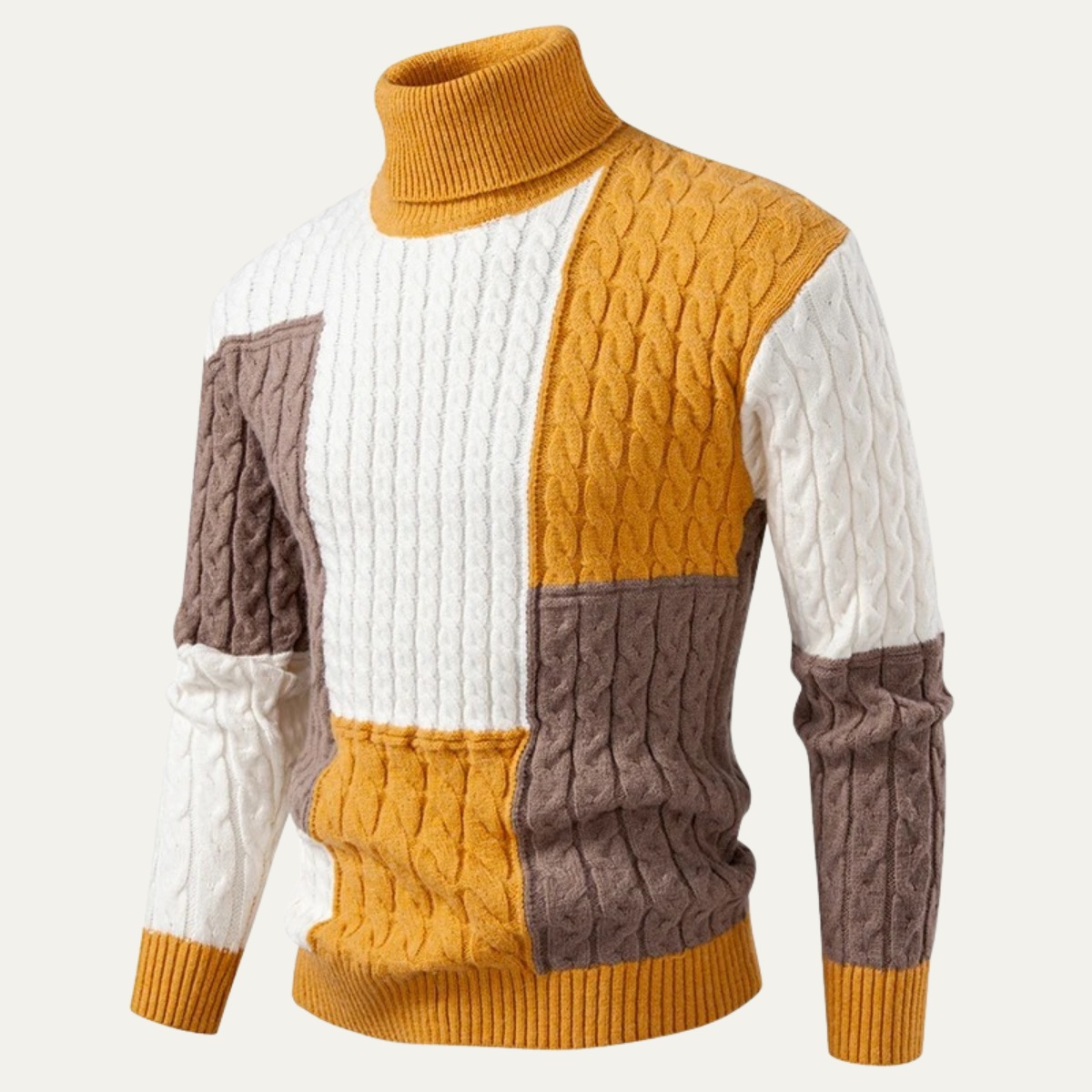 VogeLuxe | Men’s Color-Block Turtleneck Sweater 0