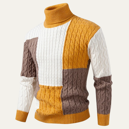 VogeLuxe | Men’s Color-Block Turtleneck Sweater 0